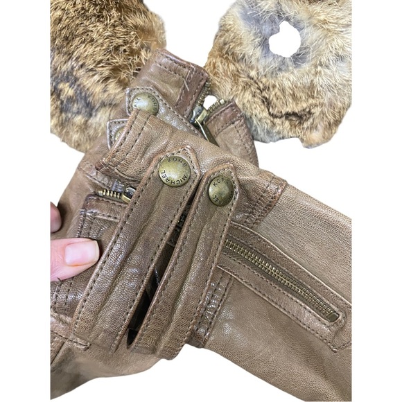 Michael Kors leather jacket with rabbot collar medium - Picture 3 of 9